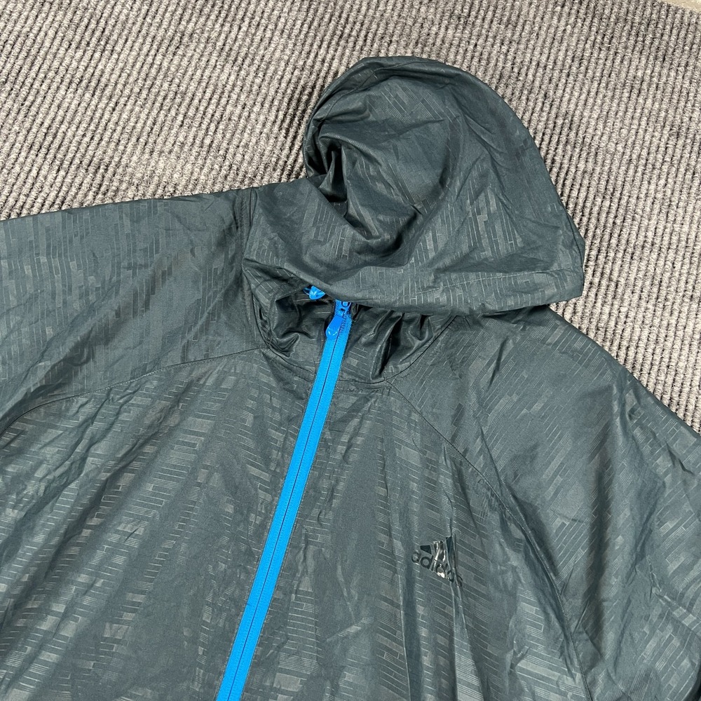 Adidas Windbreaker Jacket Mens Large Blue Long Sleeve Full Zip Hooded Running